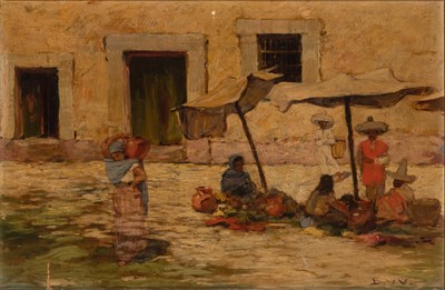 Lot 36 - 20th Century School Market Scene Signed with...