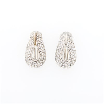 Lot 46 - Pair of White Gold and Diamond Earrings