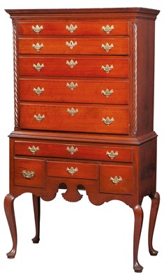 Lot 1275 - Queen Anne Cherry High Chest New London or...