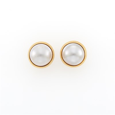 Lot 1021 - Tiffany & Co. Pair of Gold and Mabé Pearl Earclips