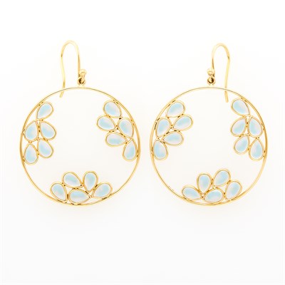 Lot 98 - Pair of Gold and Moonstone Pendant Earrings