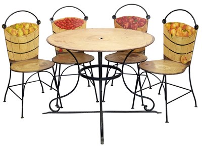 Lot 242 - Trompe l'Oeil Painted Metal Garden Table and...