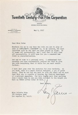 Lot 5143 - A letter from the studio chief to the soon-to-be Oscar winner