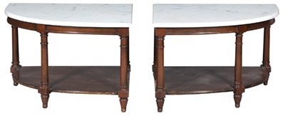 Lot 2218 - Pair of Marble Top Stained Wood Corner Tables...