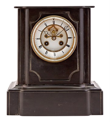 Lot 2212 - Black Marble Mantle Clock 20th Century With...