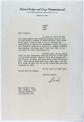 Lot 40 - RODGERS, RICHARD Typed letter signed to...