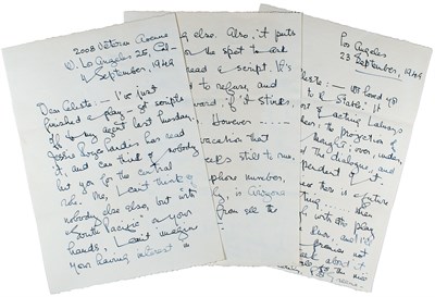 Lot 37 - HITCHCOCK, PAT Group of letters and telegrams...
