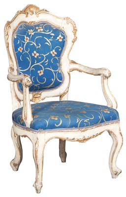 Lot 200 - Italian Rococo Painted and Parcel-Gilt Open...
