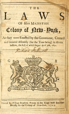 Lot 1034 - [NEW YORK] The laws of His Majesties Colony of...