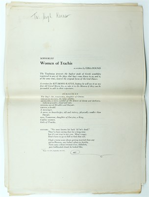 Lot 218 - POUND, EZRA Corrected proof of Sophokles Women...