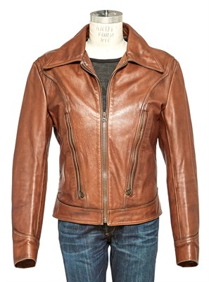 Lot 100 - HUGH JACKMAN Brown leather jacket worn as...