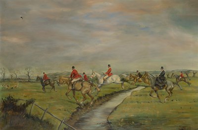 Lot 8 - British School 20th Century Fox Hunt Signed...