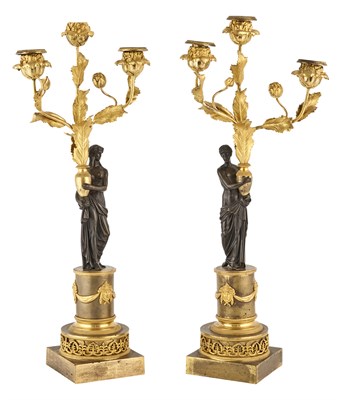 Lot 291 - Pair of Empire Gilt and Patinated Bronze...