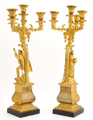 Lot 537 - Pair of French Gilt-Bronze Figural Candelabra...