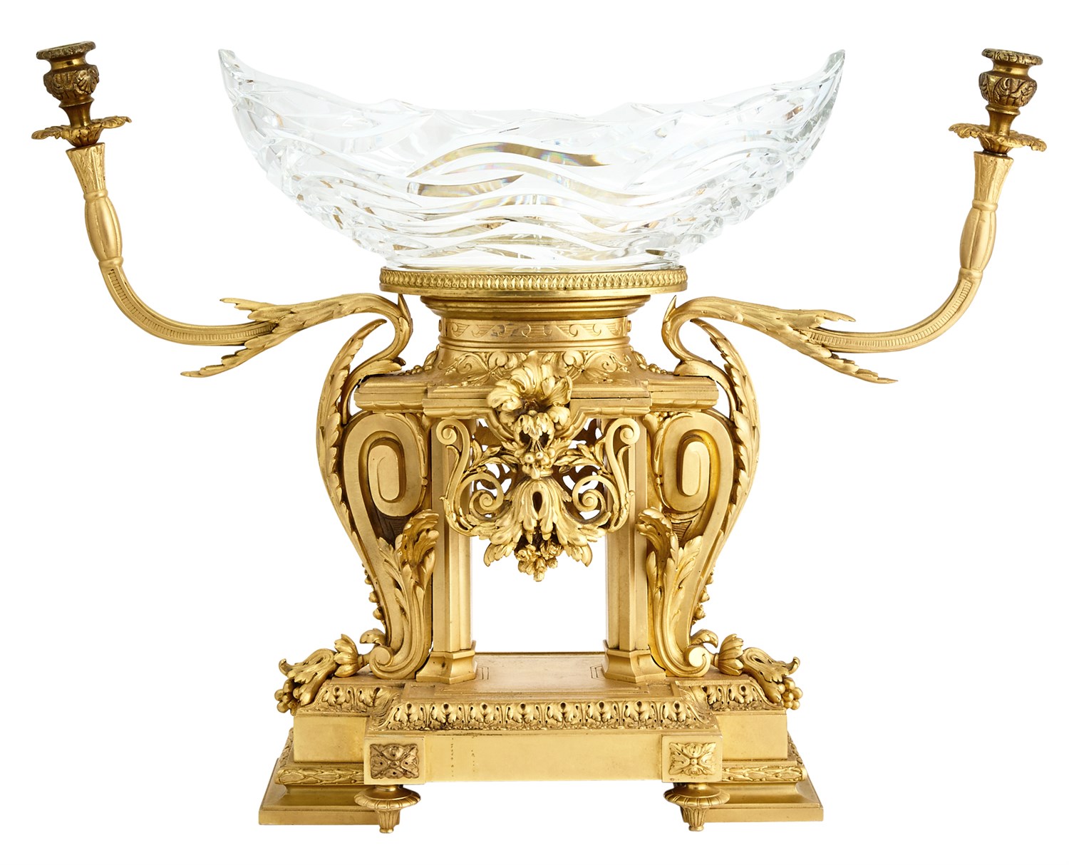 Lot 522 - French Gilt Bronze and Cut Glass Centerpiece...