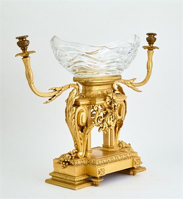 Lot 522 - French Gilt Bronze and Cut Glass Centerpiece...