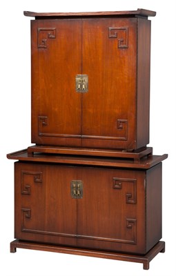 Lot 319 - Chinese Style Stained Wood Two-Part...
