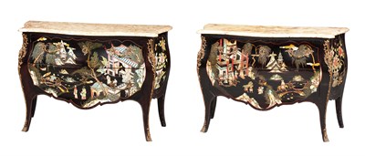 Lot 185 - Pair of Louis XV Style Faux Coromandel Lacquer...