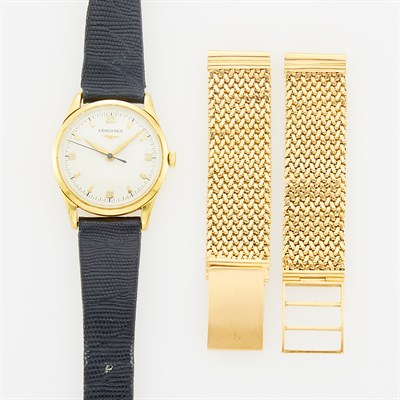 Lot 1145 - Longines Gentleman's Gold Wristwatch with Interchangeable Gold Mesh Strap