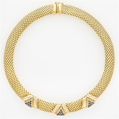 Lot 1050 - Two-Color Gold and Sapphire Necklace