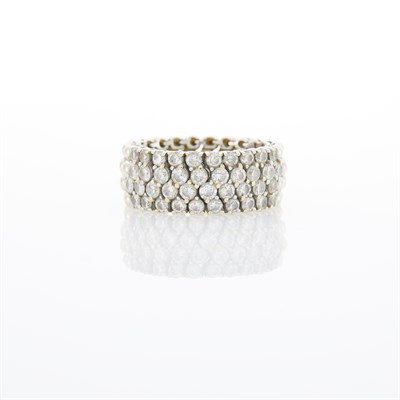 Lot 1068 - Wide Flexible White Gold and Diamond Band Ring