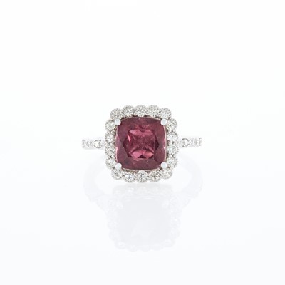 Lot 2225 - White Gold, Pink Tourmaline and Diamond Ring