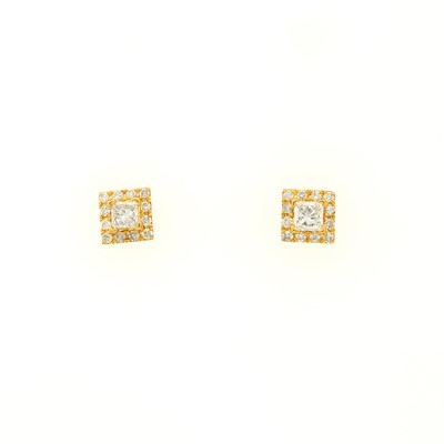 Lot 1258 - Pair of Gold and Diamond Stud Earrings