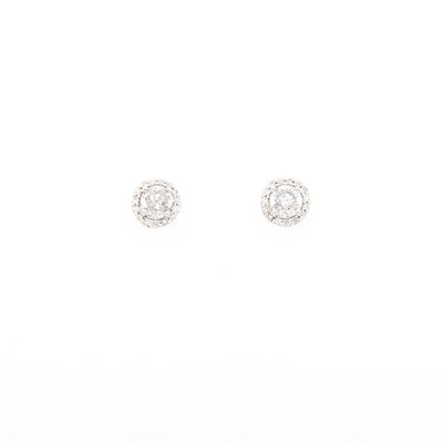 Lot 1073 - Pair of White Gold and Diamond Stud Earrings