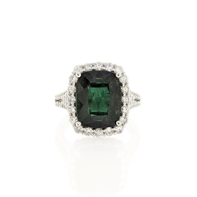 Lot 2210 - White Gold, Tourmaline and Diamond Ring