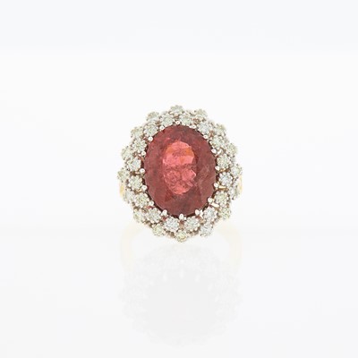 Lot 1199 - Two-Color Gold, Pink Tourmaline and Diamond Ring