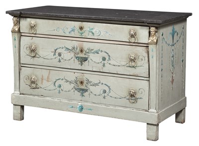 Lot 187 - Empire Brass-Mounted Painted and Marble Top...
