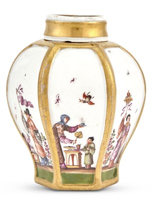 Lot 7 - Meissen Porcelain Hexagonal Tea Canister and...