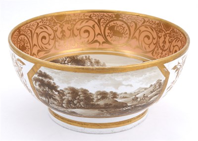 Lot 135 - English Porcelain Salmon-Ground Punch Bowl...