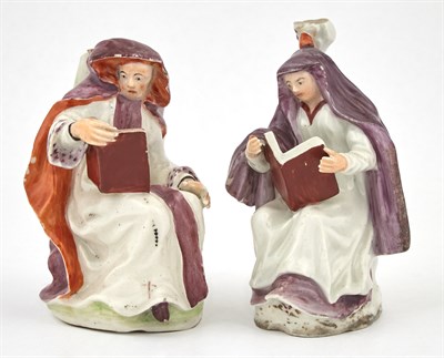 Lot 81 - Pair of Longton Hall Porcelain Taperstick...
