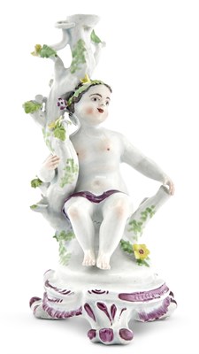 Lot 86 - Longton Hall Porcelain Candlestick Figure of a...