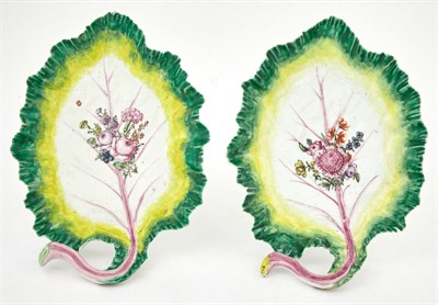 Lot 83 - Two Longton Hall Porcelain Leaf-Shaped Dishes...