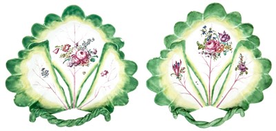 Lot 82 - Two Longton Hall Porcelain Leaf-Shaped Dishes...