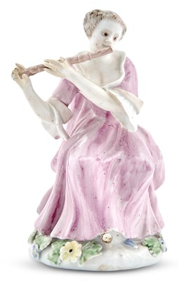 Lot 87 - Longton Hall Porcelain Figure of a Flautist...