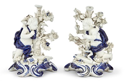 Lot 102 - Pair of Longton Hall or Vauxhall Porcelain...