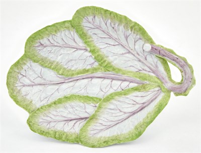 Lot 94 - Longton Hall Porcelain Cos-Lettuce Leaf Shaped...