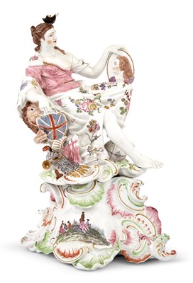 Lot 103 - Large Vauxhall Porcelain Figure of Britannia...