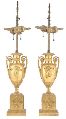 Lot 375 - Pair of Empire Style Ormolu Urns 19th Century...