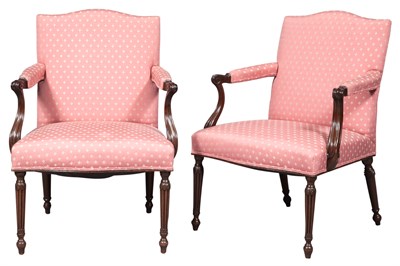 Lot 284 - Pair of George III Style Upholstered Mahogany...