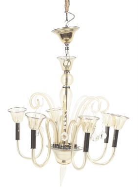 Lot 285 - Murano Blown Glass and Chromed Metal Six-Light...