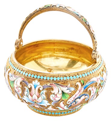 Lot 147 - Russian Silver-Gilt and Cloisonné Enamel Sugar...