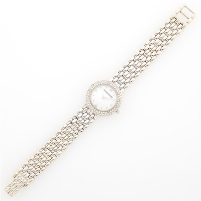 Lot 1194 - Tourneau White Gold, Mother-of-Pearl and Diamond Wristwatch