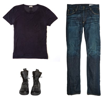 Lot 140 - BRUCE SPRINGSTEEN Black T-Shirt, blue jeans...