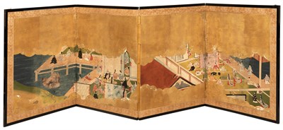 Lot 1235 - A Japanese Tosa-School Byobu Screen Edo Period...