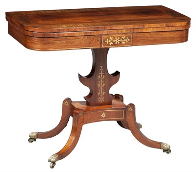 Lot 183 - Regency Brass-Inlaid Rosewood Card Table In...
