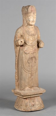 Lot 134 - A Large Chinese Stone Carving of a Bodhisattva